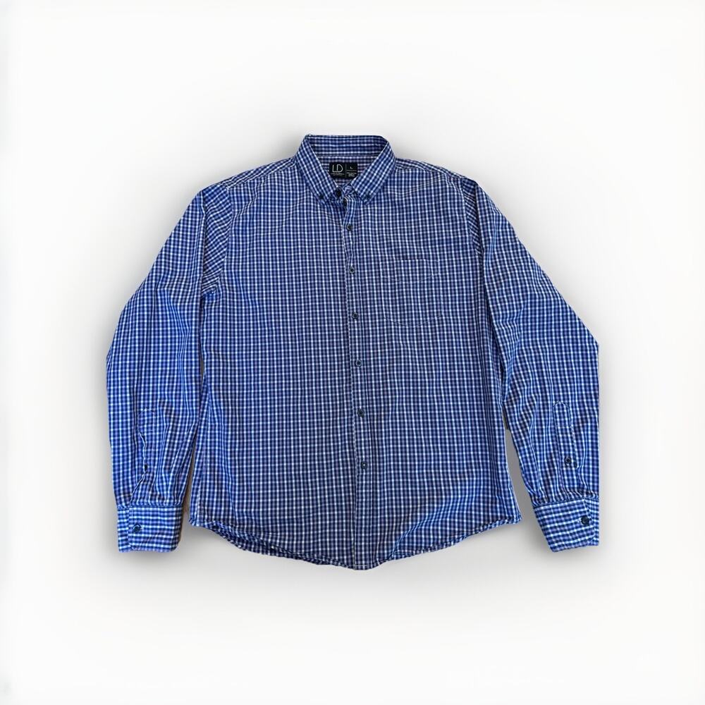 Luke & Dutch L Button Up Purple And Blue Gingham‎ Plaid Check Preppy